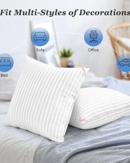 Throw Pillow Inserts, Machine Washable Pillows,Premium Polyester Fiber Fill for Sofa Bed & Decorative Cushions (White, 18x18inch)