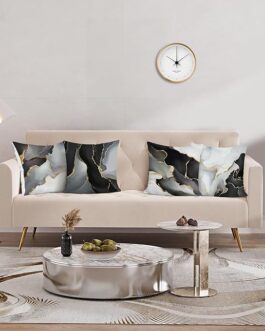 Black Gold Grey Marble Throw Pillow Covers 18 x 18 Inch Marble Texture Modern Decorative Pillow Cases for Couch Sofa Bed Home Decor Set of 4