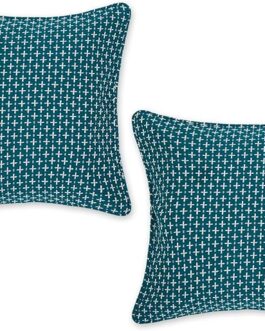 Throw Pillow Cover Collection, Recycled Cotton, Hidden Zipper, 18×18, Dobby Plus, Teal, 2 Piece