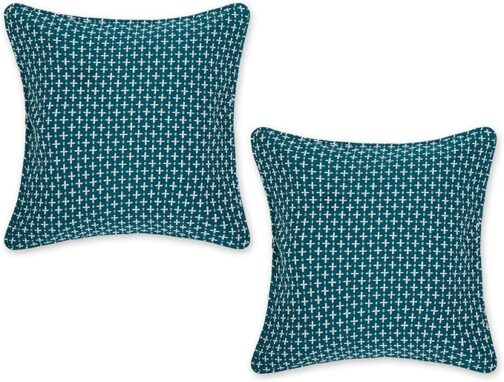 Throw Pillow Cover Collection, Recycled Cotton, Hidden Zipper, 18x18, Dobby Plus, Teal, 2 Piece