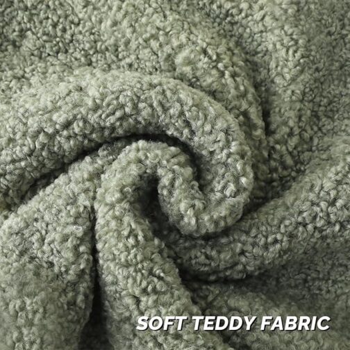 Sage Green Throw Pillow Covers 18x18 Inch Set of 2,Furry Faux Fur Teddy Boucle Textured Cushion Covers,Soft Fluffy Decorative Pillow Case,Home Decor for Couch Bed Living Room Office Car - Image 2