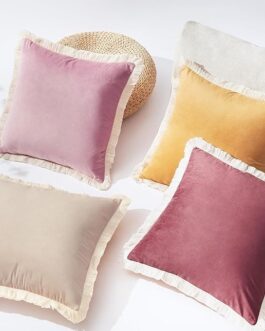 Decorative Throw Pillow Covers, Set of 4 Soft Velvet Modern Fringe Tassel Designs, Mix and Match for Home Decor, Pillow Inserts Not Included (18×18 inch, Beige/Dusty Pink)
