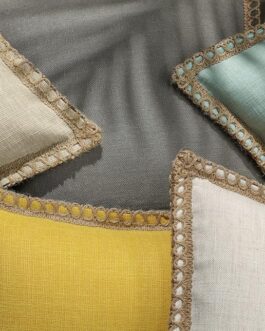 Pack of 2 Farmhouse Modern Fall Decorative Solid Throw Pillow Cover Burlap Linen Trimmed Tailored Edges Outdoor Pillows, Oatmeal 18 x 18 inches