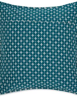 Throw Pillow Cover Collection, Recycled Cotton, Hidden Zipper, 18×18, Dobby Plus, Teal, 2 Piece