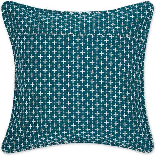 Throw Pillow Cover Collection, Recycled Cotton, Hidden Zipper, 18x18, Dobby Plus, Teal, 2 Piece - Image 2